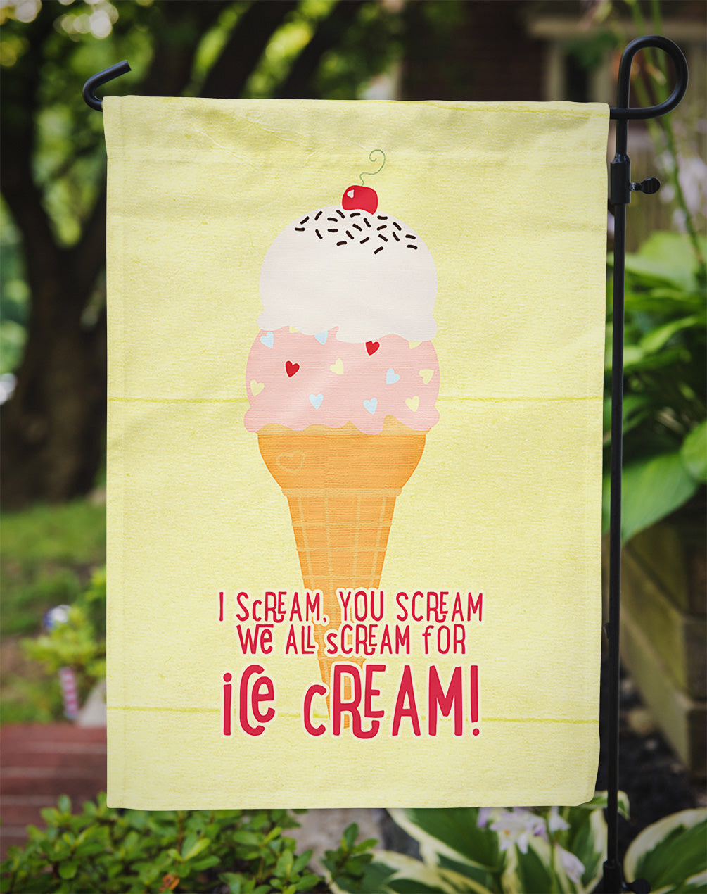 I scream you scream we all scream for ice cream Garden Flag Mailbox Decorative Yard Banner Outside Patio Artwork for Flower Beds, Garden Size, Multicolor