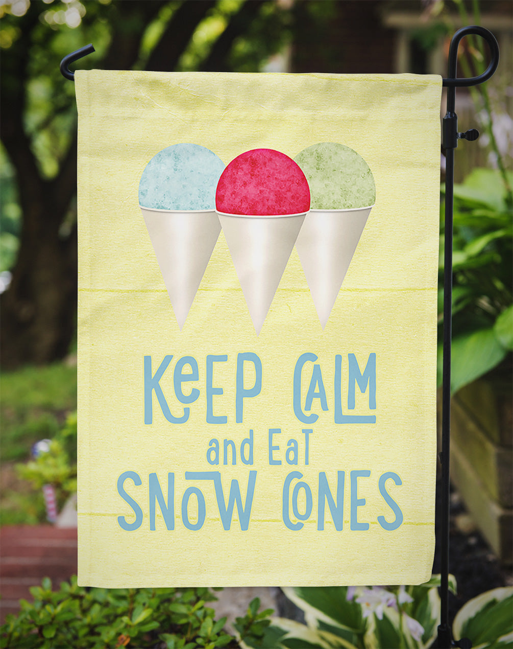 Keep calm and eat snow cones Garden Flag Mailbox Decorative Yard Banner Outside Patio Artwork for Flower Beds, Garden Size, Multicolor