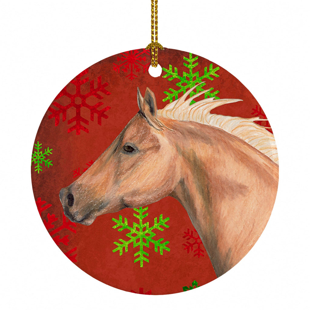 Horse Red Snowflakes Holiday Christmas  Ceramic Ornament Christmas Tree Hanging Decorations for Home Christmas Holiday, Party, Gift, 3 in, Multicolor