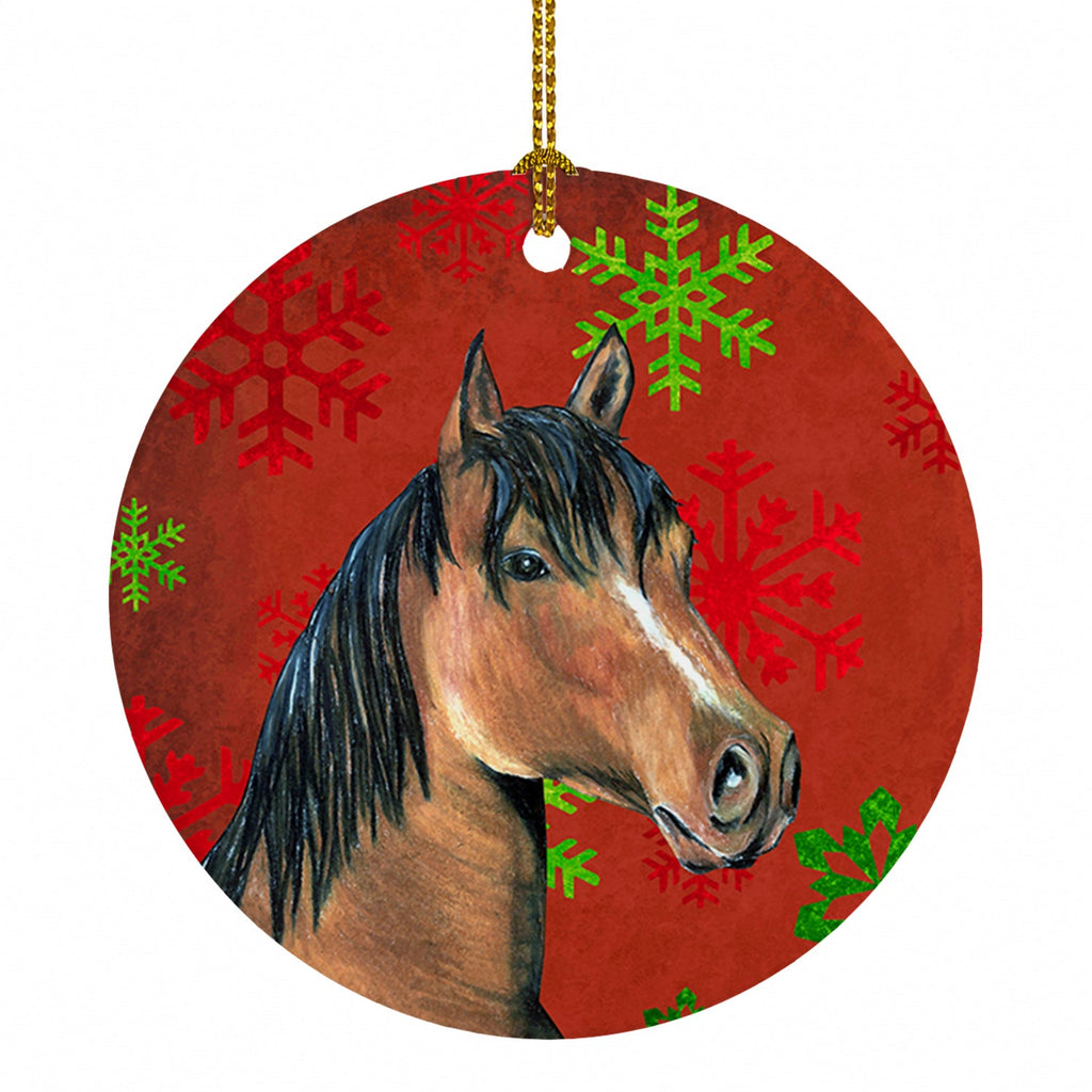 Horse Red Snowflakes Holiday Christmas  Ceramic Ornament Christmas Tree Hanging Decorations for Home Christmas Holiday, Party, Gift, 3 in, Multicolor