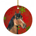 Horse Red Snowflakes Holiday Christmas  Ceramic Ornament Christmas Tree Hanging Decorations for Home Christmas Holiday, Party, Gift, 3 in, Multicolor
