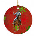 Horse Roper Red Snowflakes Holiday Christmas  Ceramic Ornament Christmas Tree Hanging Decorations for Home Christmas Holiday, Party, Gift, 3 in, Multicolor