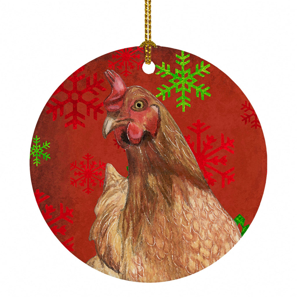 Chicken Red Snowflakes Holiday Christmas  Ceramic Ornament Christmas Tree Hanging Decorations for Home Christmas Holiday, Party, Gift, 3 in, Multicolor