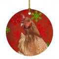 Chicken Red Snowflakes Holiday Christmas  Ceramic Ornament Christmas Tree Hanging Decorations for Home Christmas Holiday, Party, Gift, 3 in, Multicolor
