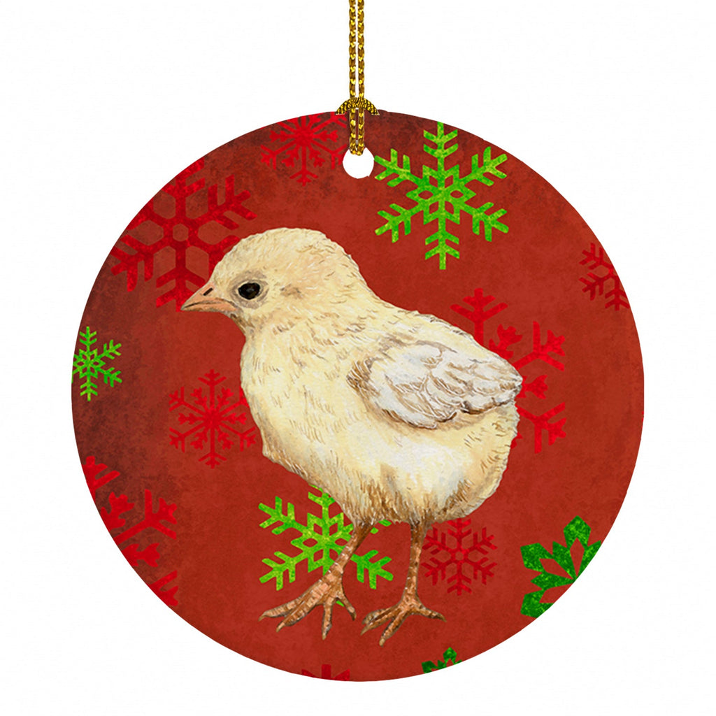 Baby Chick Red Snowflakes Holiday Christmas  Ceramic Ornament Christmas Tree Hanging Decorations for Home Christmas Holiday, Party, Gift, 3 in, Multicolor