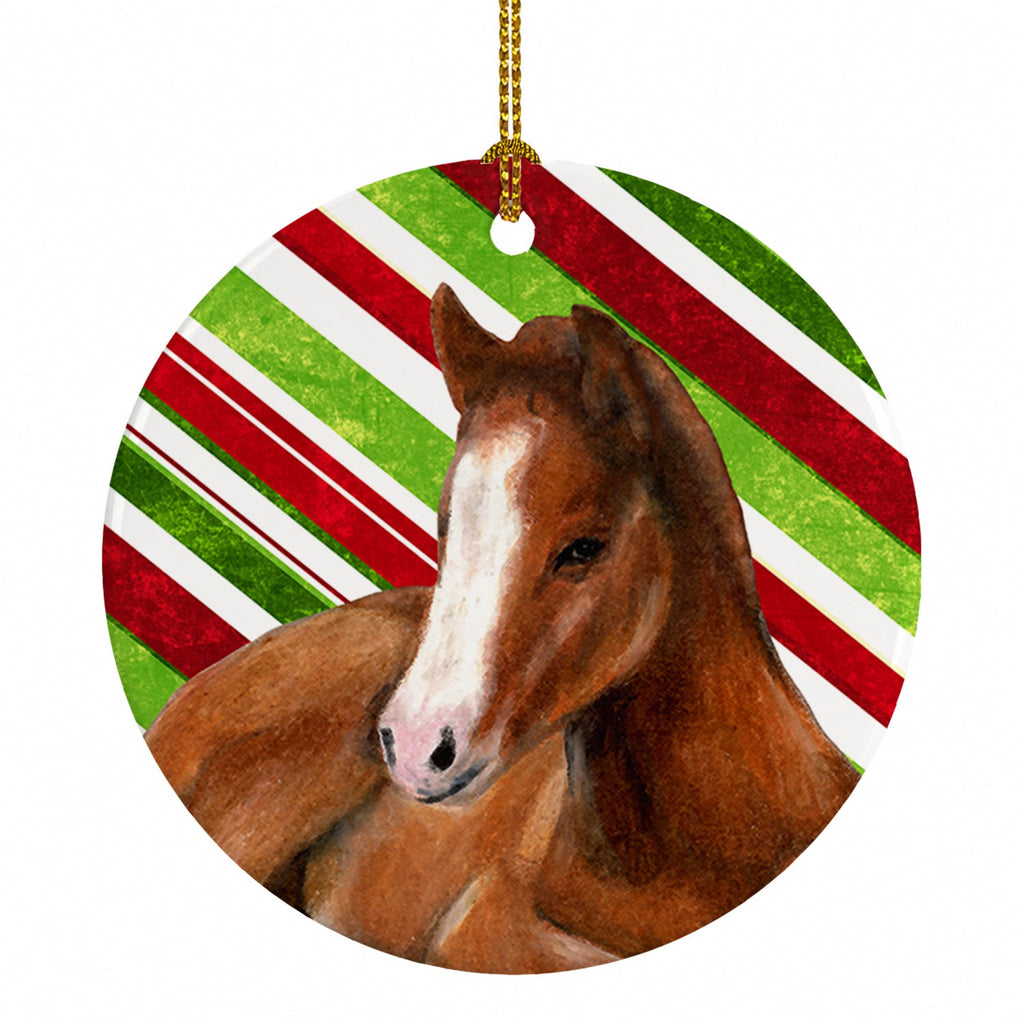 Horse Foal Candy Cane Holiday Christmas Ceramic Ornament Christmas Tree Hanging Decorations for Home Christmas Holiday, Party, Gift, 3 in, Multicolor