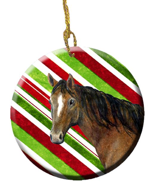 Horse Candy Cane Holiday Christmas Ceramic Ornament Christmas Tree Hanging Decorations for Home Christmas Holiday, Party, Gift, 3 in, Multicolor