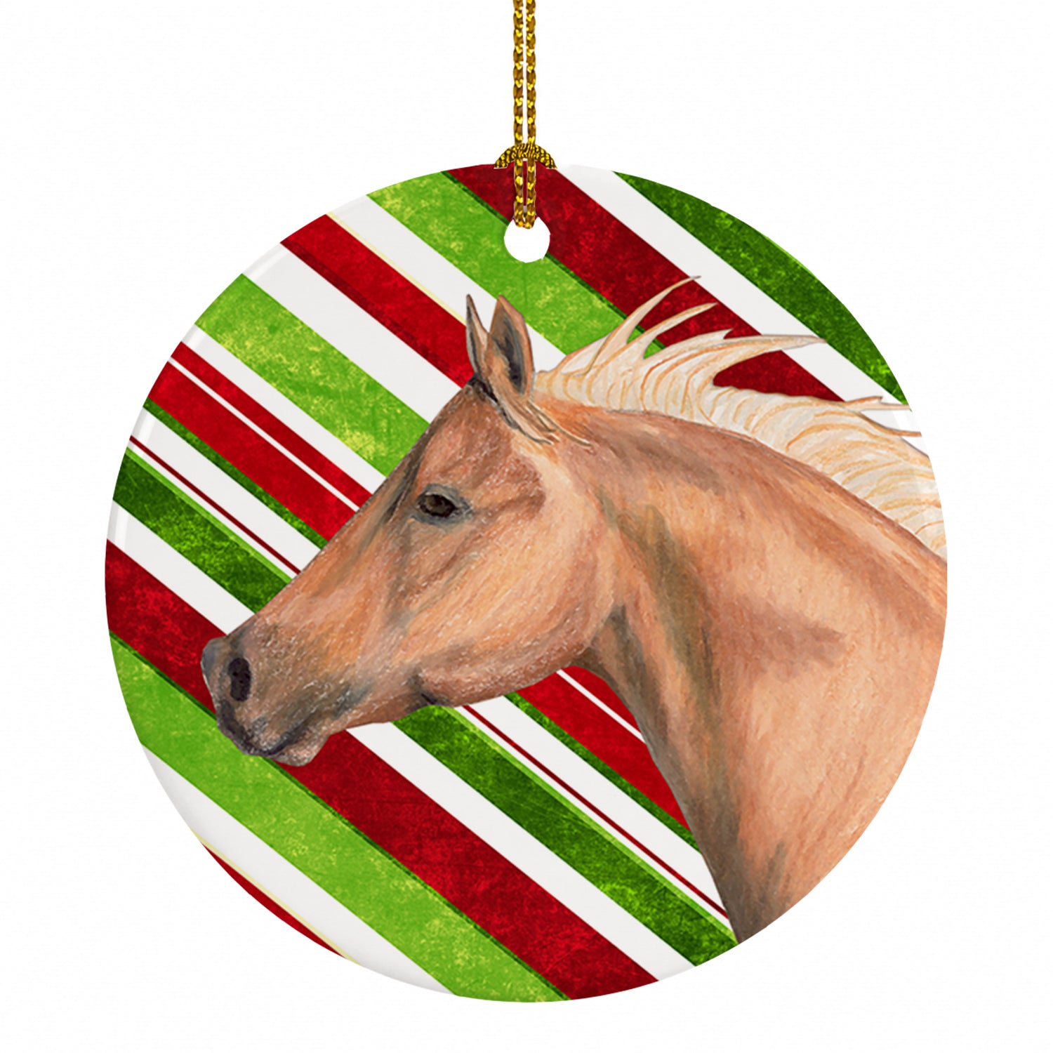 Horse Candy Cane Holiday Christmas Ceramic Ornament Christmas Tree Hanging Decorations for Home Christmas Holiday, Party, Gift, 3 in, Multicolor