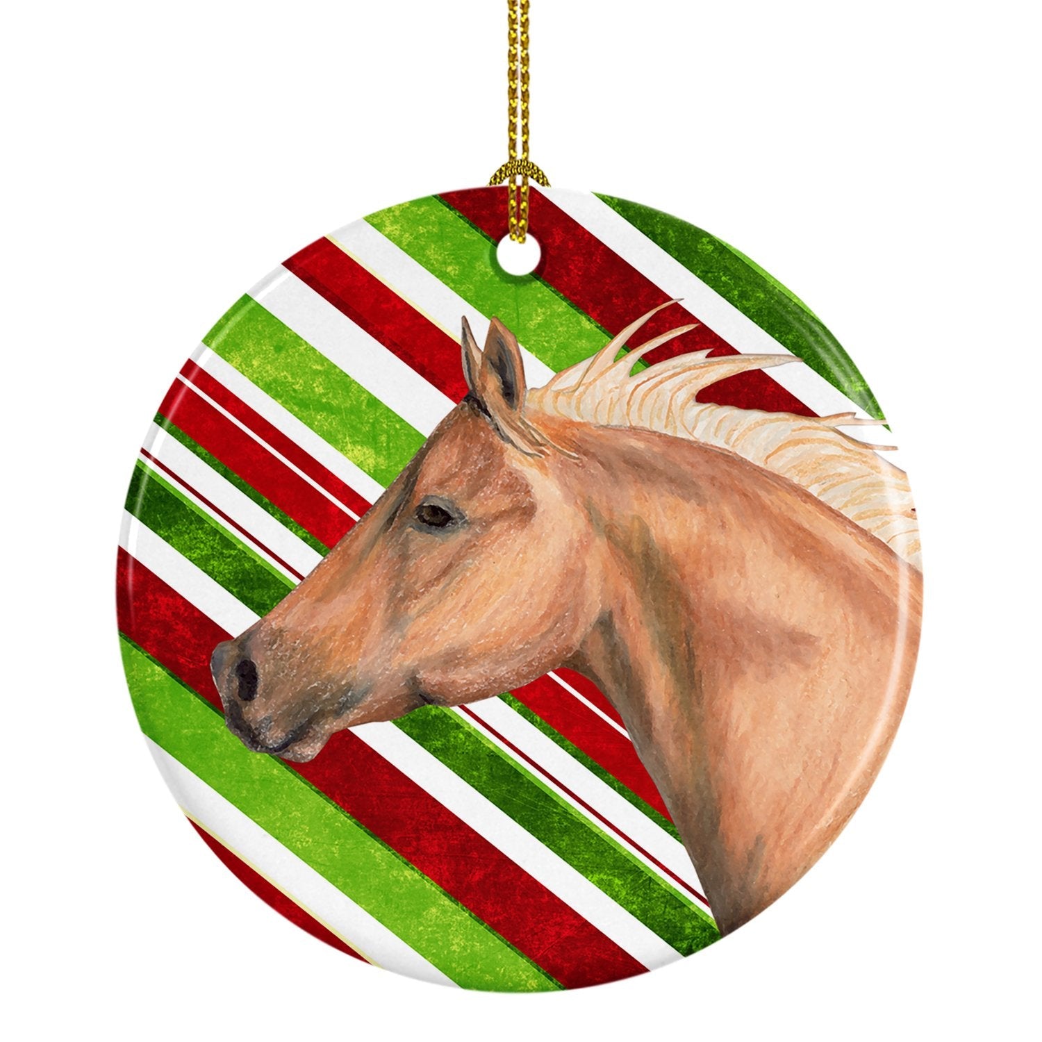 Horse Candy Cane Holiday Christmas Ceramic Ornament Christmas Tree Hanging Decorations for Home Christmas Holiday, Party, Gift, 3 in, Multicolor