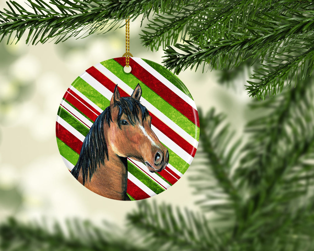 Horse Candy Cane Holiday Christmas Ceramic Ornament Christmas Tree Hanging Decorations for Home Christmas Holiday, Party, Gift, 3 in, Multicolor