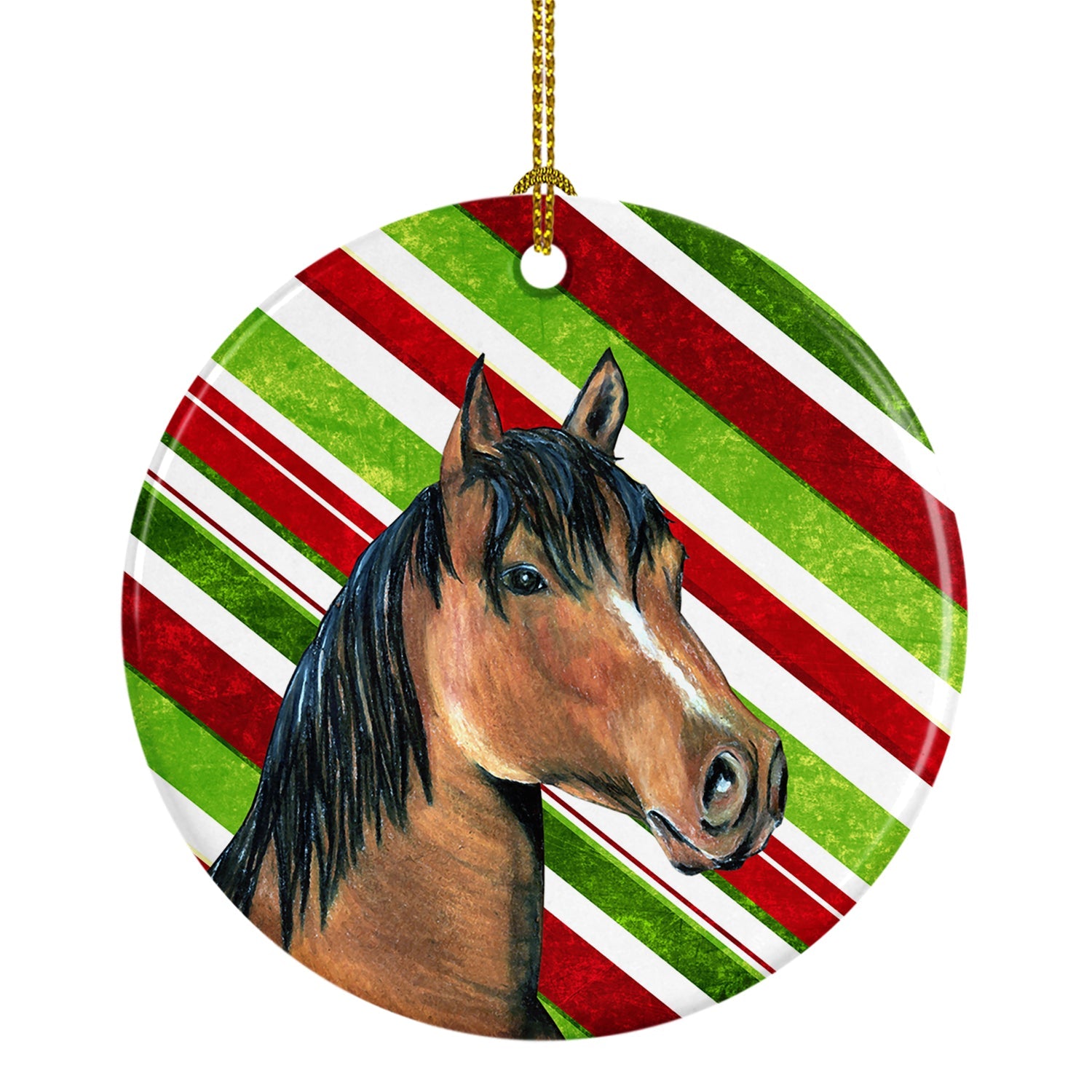 Horse Candy Cane Holiday Christmas Ceramic Ornament Christmas Tree Hanging Decorations for Home Christmas Holiday, Party, Gift, 3 in, Multicolor