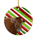 Cow Candy Cane Holiday Christmas Ceramic Ornament Christmas Tree Hanging Decorations for Home Christmas Holiday, Party, Gift, 3 in, Multicolor