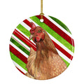 Chicken Candy Cane Holiday Christmas Ceramic Ornament Christmas Tree Hanging Decorations for Home Christmas Holiday, Party, Gift, 3 in, Multicolor