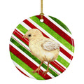 Baby Chick Candy Cane Holiday Christmas Ceramic Ornament Christmas Tree Hanging Decorations for Home Christmas Holiday, Party, Gift, 3 in, Multicolor