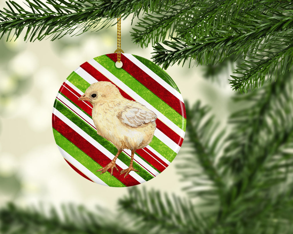 Baby Chick Candy Cane Holiday Christmas Ceramic Ornament Christmas Tree Hanging Decorations for Home Christmas Holiday, Party, Gift, 3 in, Multicolor