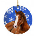 Horse Foal Winter Snowflakes Holiday Ceramic Ornament Christmas Tree Hanging Decorations for Home Christmas Holiday, Party, Gift, 3 in, Multicolor