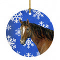 Horse Winter Snowflakes Holiday Ceramic Ornament Christmas Tree Hanging Decorations for Home Christmas Holiday, Party, Gift, 3 in, Multicolor