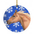 Horse Winter Snowflakes Holiday Ceramic Ornament Christmas Tree Hanging Decorations for Home Christmas Holiday, Party, Gift, 3 in, Multicolor