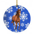 Horse Winter Snowflakes Holiday Ceramic Ornament Christmas Tree Hanging Decorations for Home Christmas Holiday, Party, Gift, 3 in, Multicolor