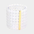 7Rows Wide Faceted Round Beaded Stretch Bracelet