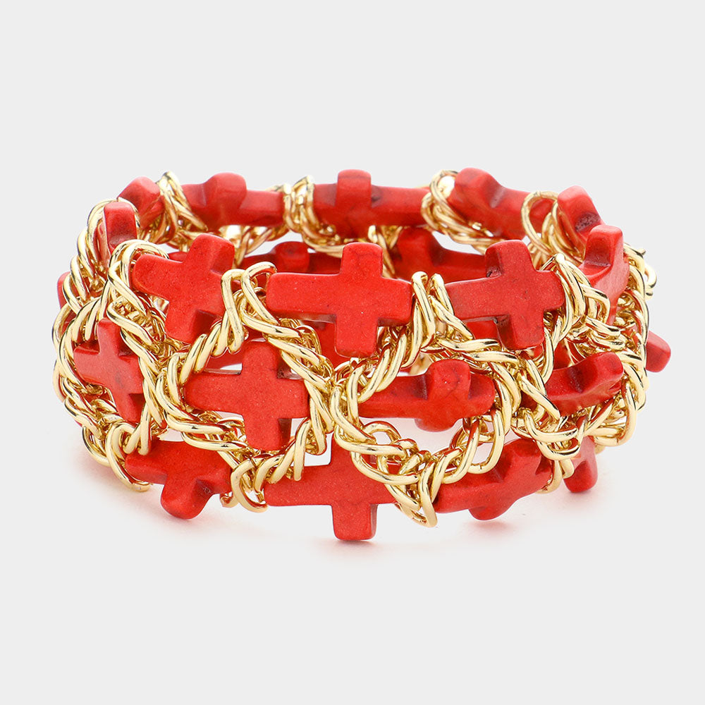 Cross Cluster Stretch Bracelet