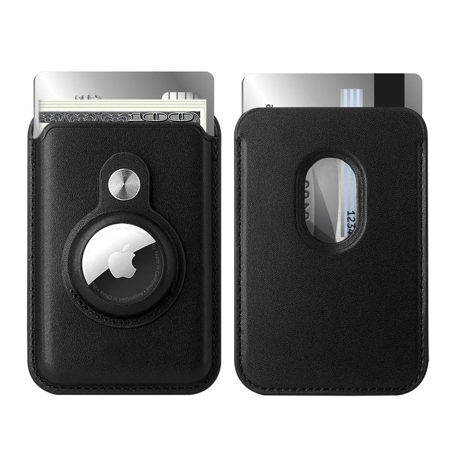 RFID Blocking Snap-On MagSafe Magnetic Card Wallet Holder Organizer With Built-In AirTag Pocket