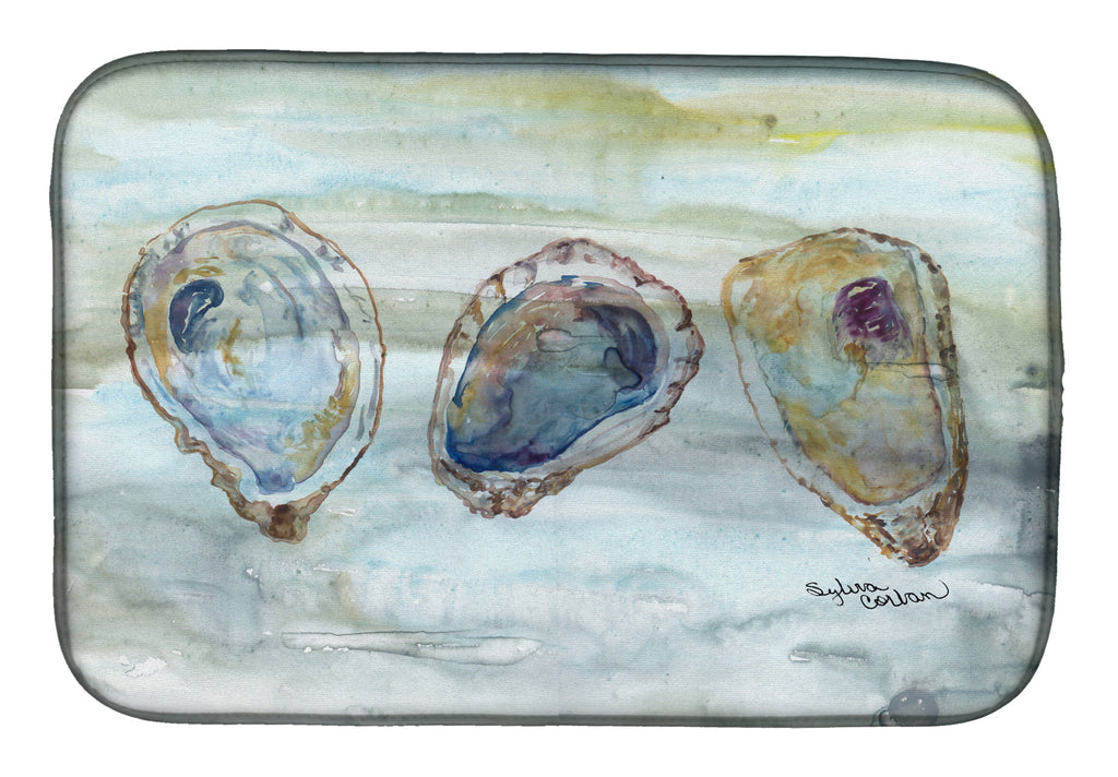 Oysters Watercolor Dish Drying Mat Absorbent Dish Drying Mat Pad for Kitchen Counter Dish Drainer Mat for Countertop, 14 x 21", Multicolor