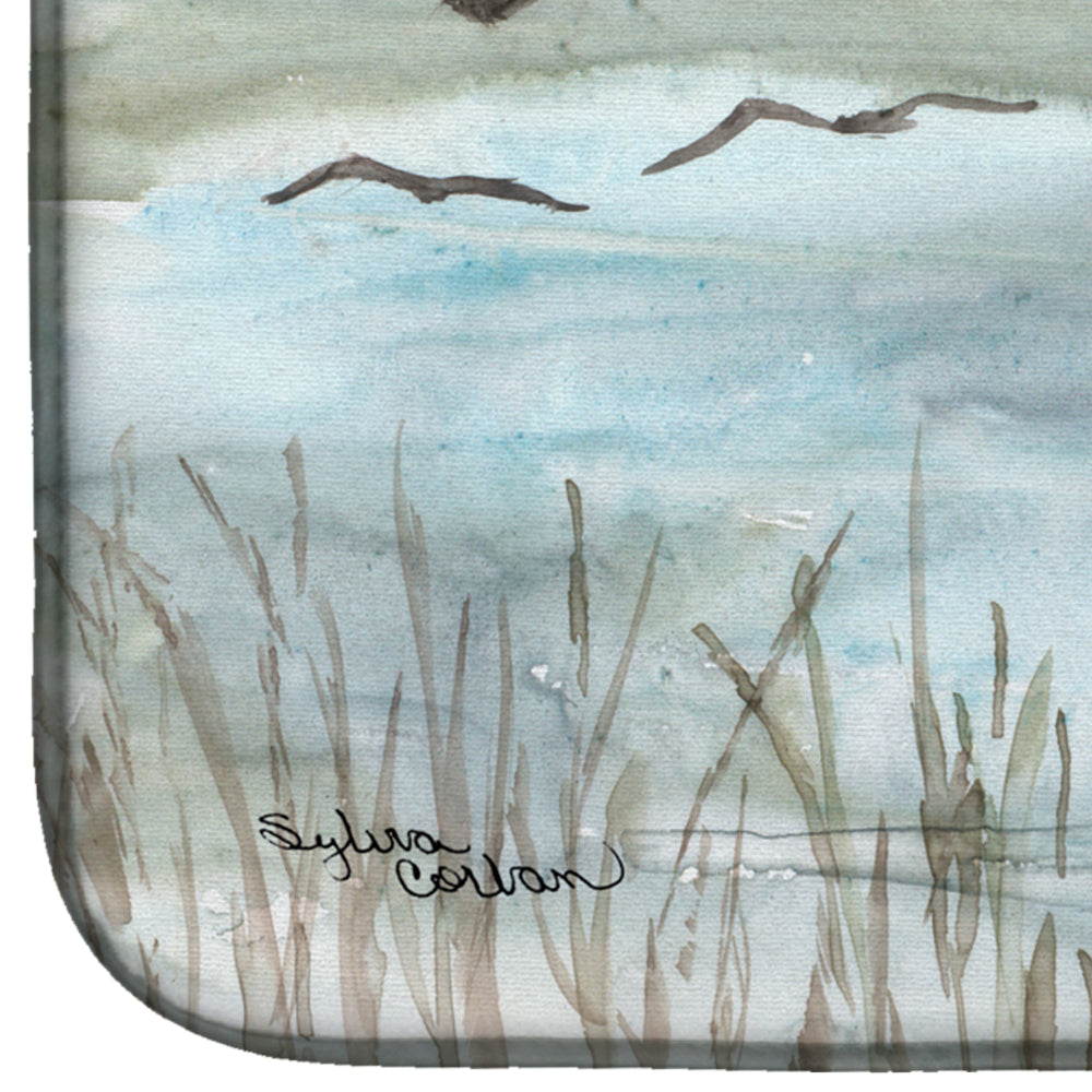 Blue Heron Watercolor Dish Drying Mat Absorbent Dish Drying Mat Pad for Kitchen Counter Dish Drainer Mat for Countertop, 14 x 21", Multicolor