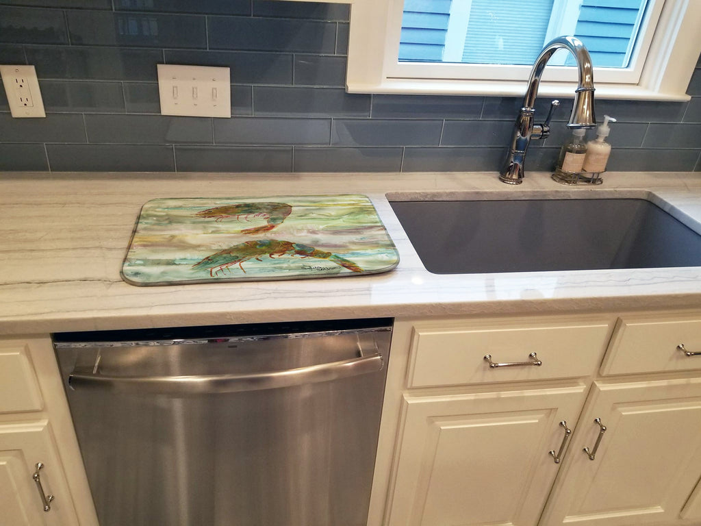 Shrimp Sunset Dish Drying Mat Absorbent Dish Drying Mat Pad for Kitchen Counter Dish Drainer Mat for Countertop, 14 x 21", Multicolor