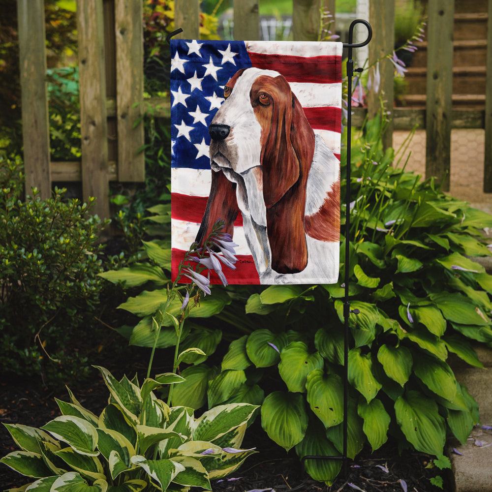 USA American Flag with Basset Hound Garden Flag Mailbox Decorative Yard Banner Outside Patio Artwork for Flower Beds, Garden Size, Multicolor