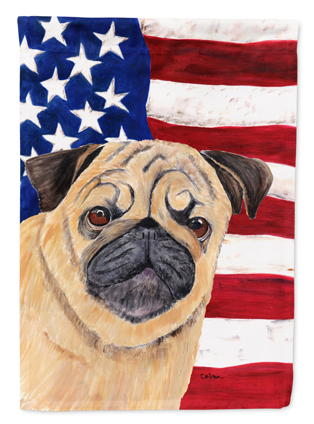 USA American Flag with Pug Garden Flag Mailbox Decorative Yard Banner Outside Patio Artwork for Flower Beds, Garden Size, Multicolor