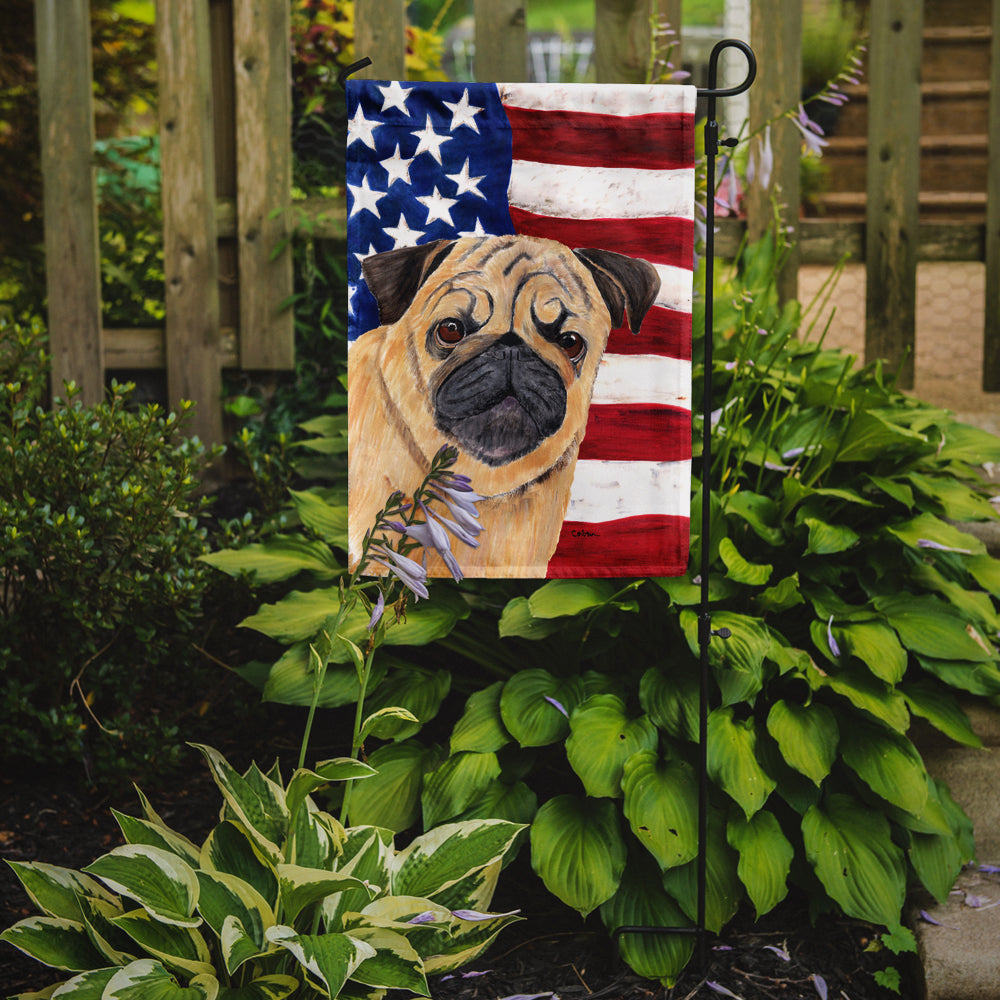 USA American Flag with Pug Garden Flag Mailbox Decorative Yard Banner Outside Patio Artwork for Flower Beds, Garden Size, Multicolor