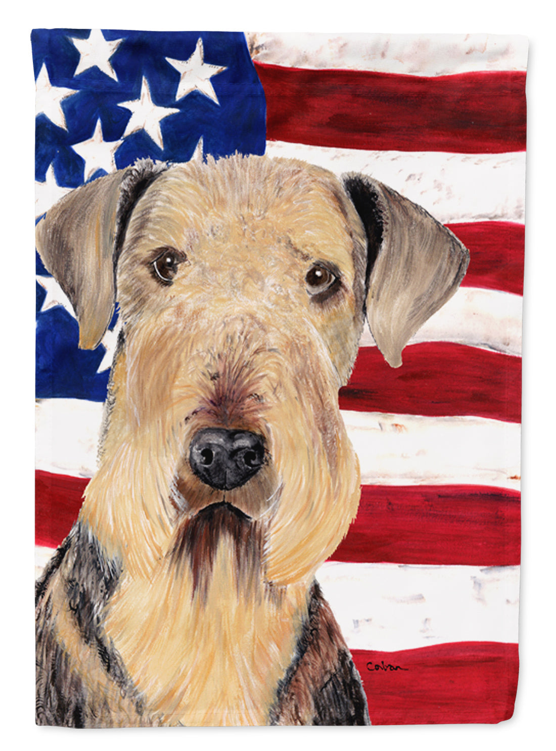USA American Flag with Airedale Garden Flag Mailbox Decorative Yard Banner Outside Patio Artwork for Flower Beds, Garden Size, Multicolor