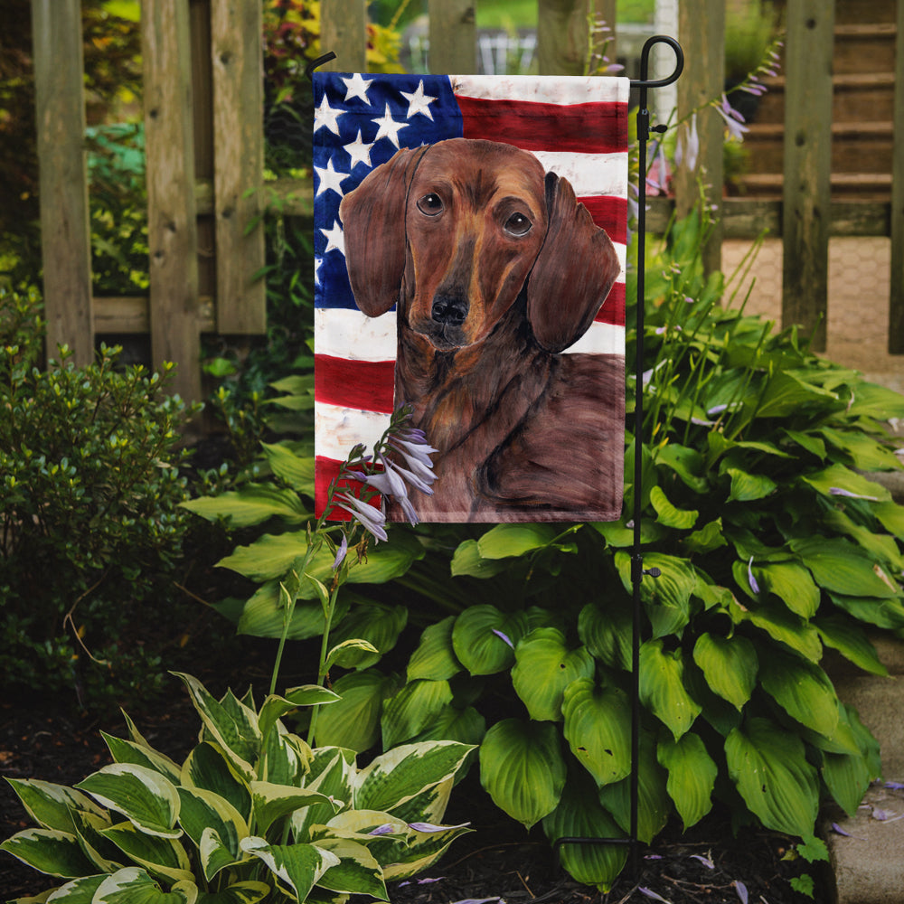 USA American Flag with Dachshund Garden Flag Mailbox Decorative Yard Banner Outside Patio Artwork for Flower Beds, Garden Size, Multicolor