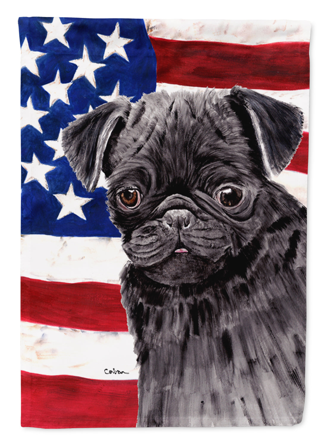 USA American Flag with Pug Garden Flag Mailbox Decorative Yard Banner Outside Patio Artwork for Flower Beds, Garden Size, Multicolor