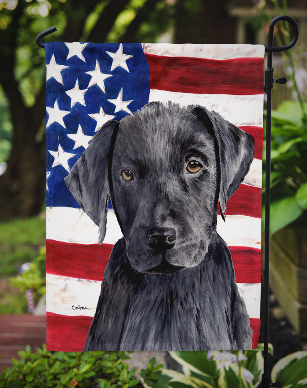 USA American Flag with Labrador Garden Flag Mailbox Decorative Yard Banner Outside Patio Artwork for Flower Beds, Garden Size, Multicolor