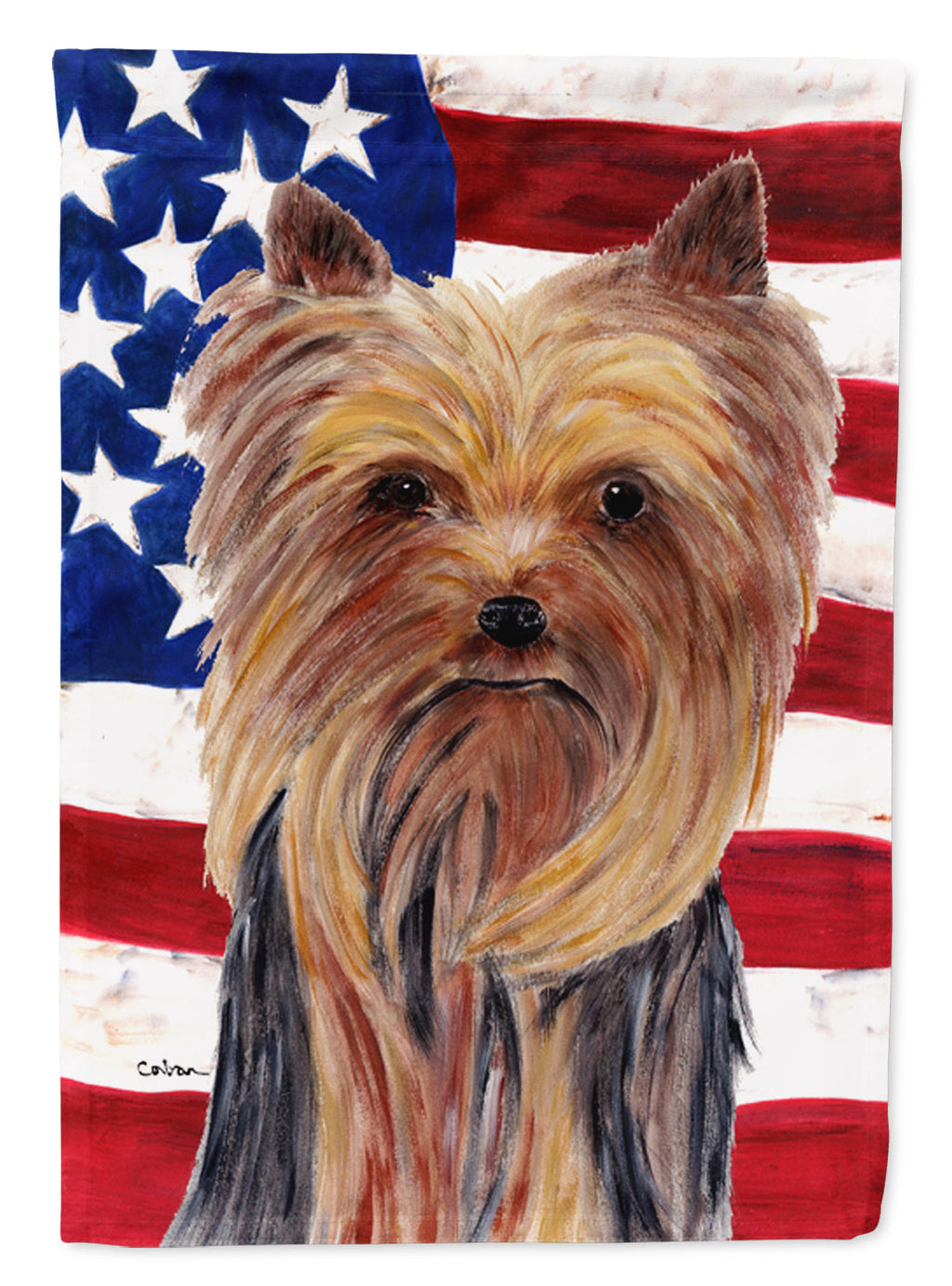 USA American Flag with Yorkie Garden Flag Mailbox Decorative Yard Banner Outside Patio Artwork for Flower Beds, Garden Size, Multicolor