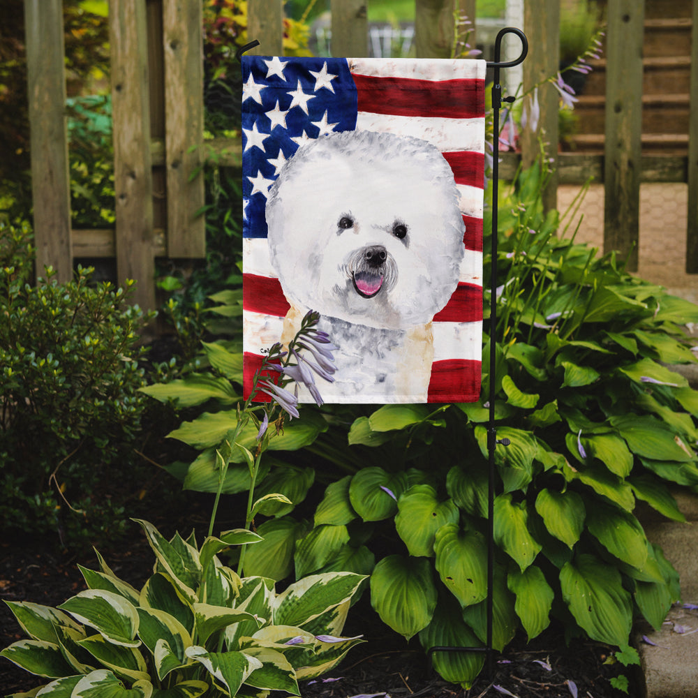 USA American Flag with Bichon Frise Garden Flag Mailbox Decorative Yard Banner Outside Patio Artwork for Flower Beds, Garden Size, Multicolor