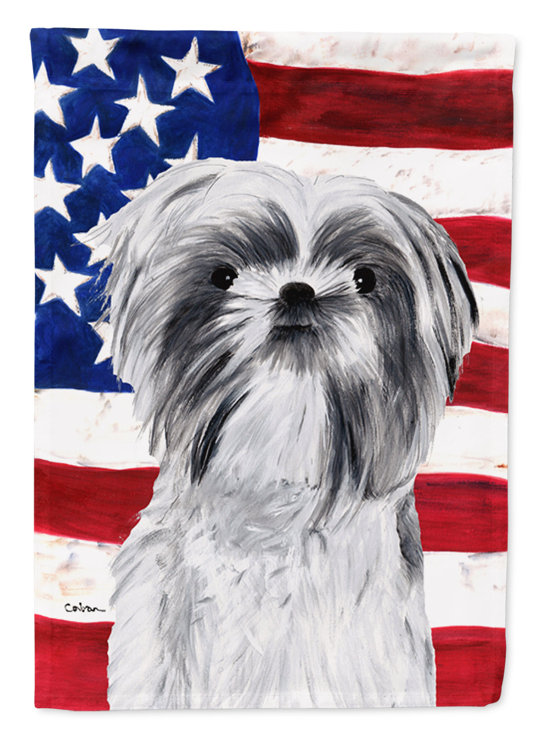 USA American Flag with Shih Tzu Garden Flag Mailbox Decorative Yard Banner Outside Patio Artwork for Flower Beds, Garden Size, Multicolor