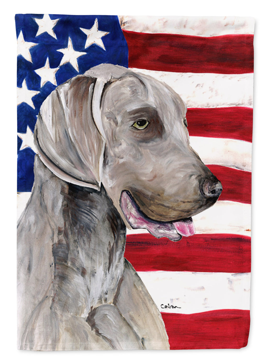 USA American Flag with Weimaraner Garden Flag Mailbox Decorative Yard Banner Outside Patio Artwork for Flower Beds, Garden Size, Multicolor