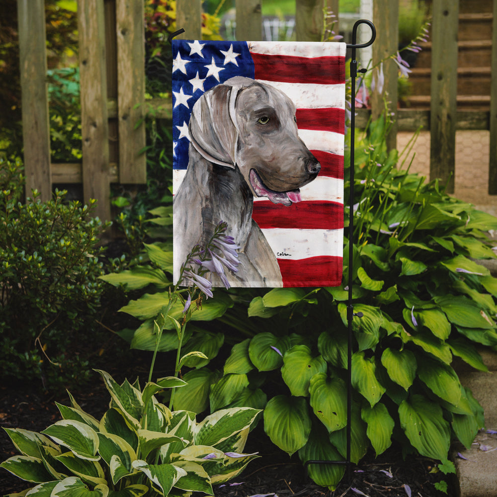 USA American Flag with Weimaraner Garden Flag Mailbox Decorative Yard Banner Outside Patio Artwork for Flower Beds, Garden Size, Multicolor