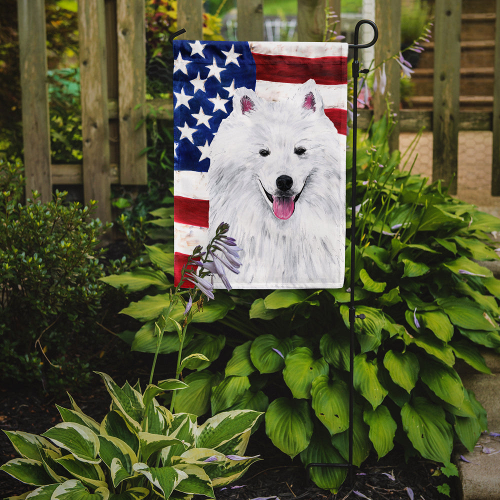 USA American Flag with American Eskimo Garden Flag Mailbox Decorative Yard Banner Outside Patio Artwork for Flower Beds, Garden Size, Multicolor