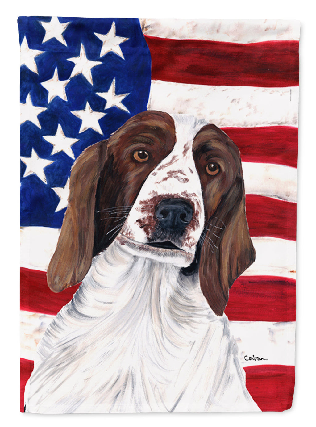 USA American Flag with Welsh Springer Spaniel Garden Flag Mailbox Decorative Yard Banner Outside Patio Artwork for Flower Beds, Garden Size, Multicolor