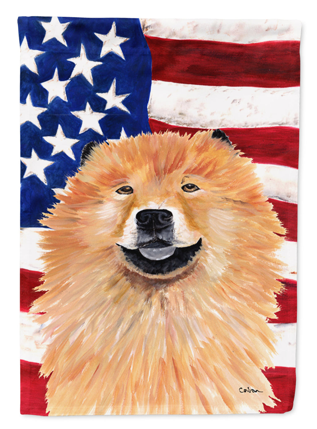 USA American Flag with Chow Chow Garden Flag Mailbox Decorative Yard Banner Outside Patio Artwork for Flower Beds, Garden Size, Multicolor