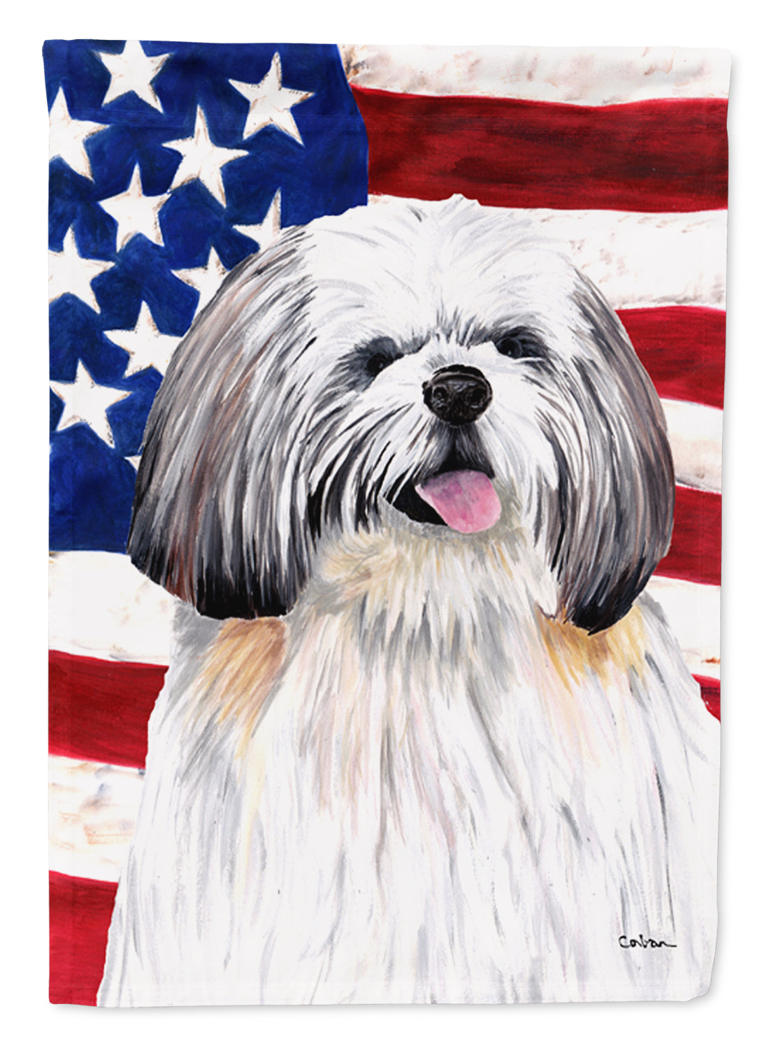 USA American Flag with Shih Tzu Garden Flag Mailbox Decorative Yard Banner Outside Patio Artwork for Flower Beds, Garden Size, Multicolor