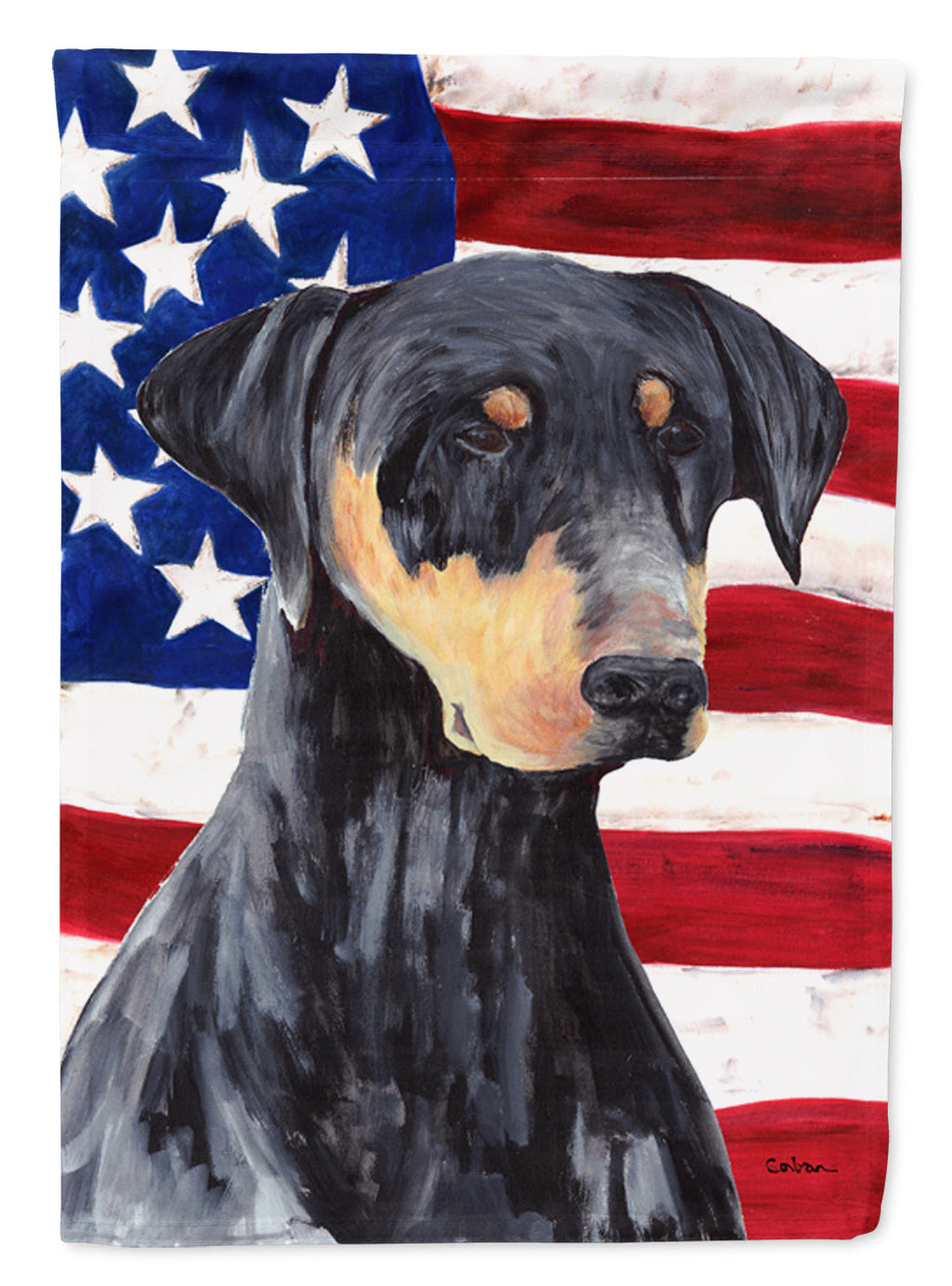 USA American Flag with Doberman Garden Flag Mailbox Decorative Yard Banner Outside Patio Artwork for Flower Beds, Garden Size, Multicolor