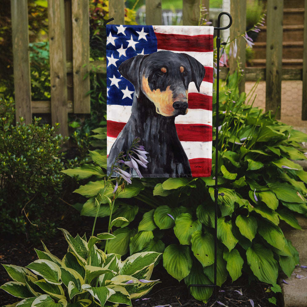 USA American Flag with Doberman Garden Flag Mailbox Decorative Yard Banner Outside Patio Artwork for Flower Beds, Garden Size, Multicolor