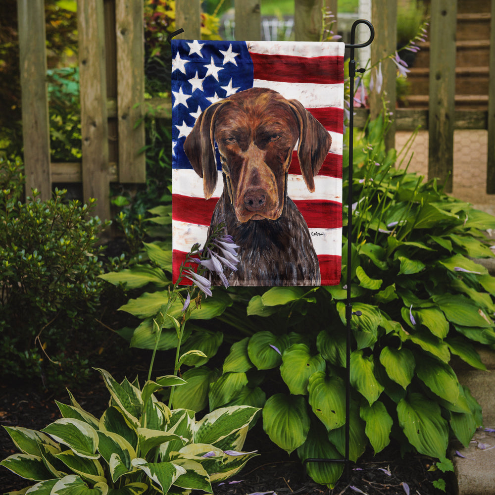 USA American Flag with German Shorthaired Pointer Garden Flag Mailbox Decorative Yard Banner Outside Patio Artwork for Flower Beds, Garden Size, Multicolor