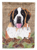 Saint Bernard Faux Burlap and Pine cones Garden Flag Mailbox Decorative Yard Banner Outside Patio Artwork for Flower Beds, Garden Size, Multicolor