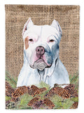 Pit Bull Faux Burlap and Pine cones Garden Flag Mailbox Decorative Yard Banner Outside Patio Artwork for Flower Beds, Garden Size, Multicolor